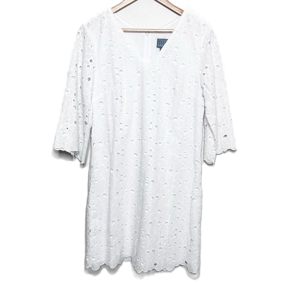 New with Tags Rabbit Rabbit Rabbit Women White Lace 3/4 Sleeve V-Neck Mini Dress - Picture 3 of 16